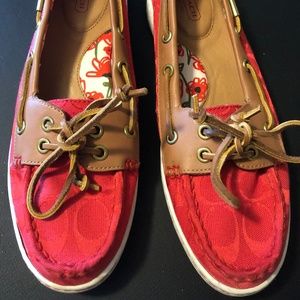 Coach red loafer flats